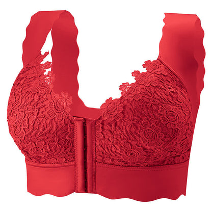 Bügelloser BH mit gewelltem Rand und Frontverschluss - Rot - 5XL - image 8
