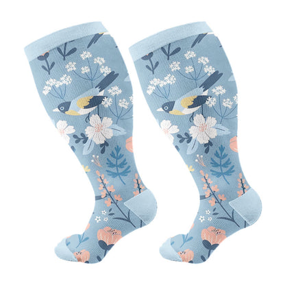 Große Größen – Breezy Flower Bird Kompressionsstrümpfe - image 7