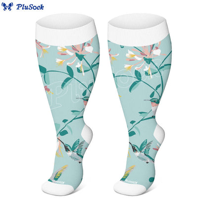 Große Größen – Breezy Flower Bird Kompressionsstrümpfe - image 2
