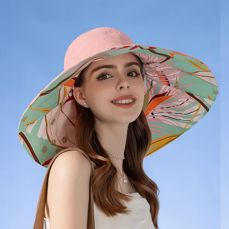 Wendbarer Sonnen-Bucket-Hut mit breiter Krempe - Rosa - Einheitsgröße - image 0