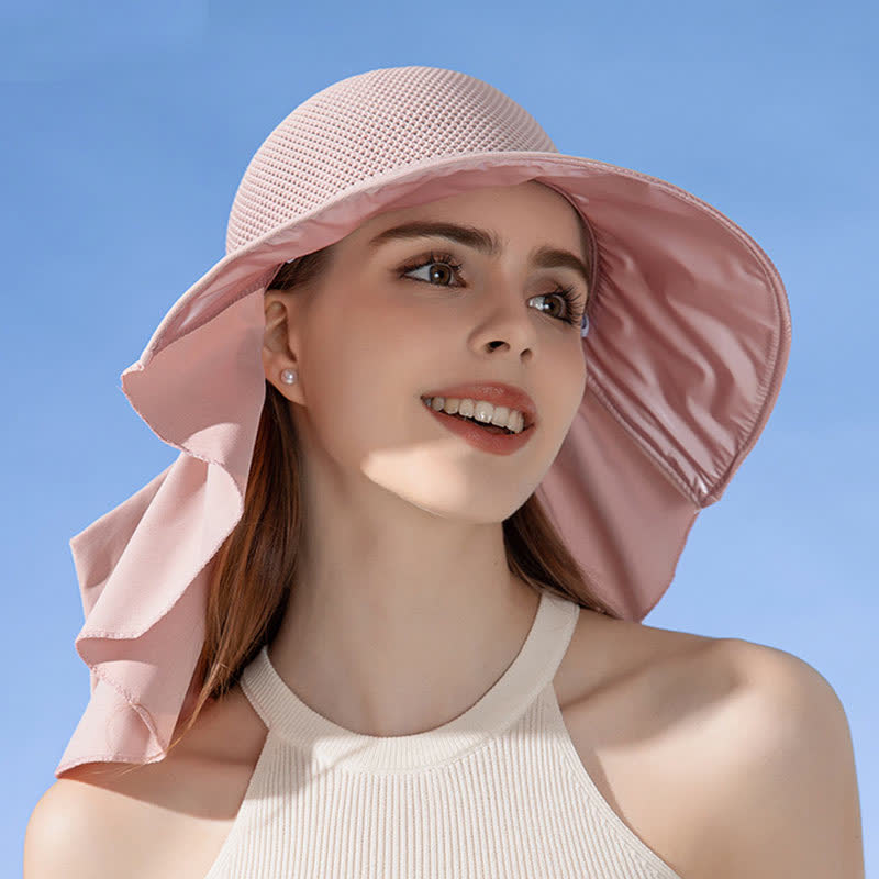 Atmungsaktiver Sonnen-Bucket-Hut mit breiter Krempe und Schleifendetail - Rosa - Einheitsgröße - image 4