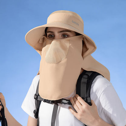 Sonnenschutz-Bucket-Hut mit integriertem Gesichtsschal - Khaki - Einheitsgröße - image 9