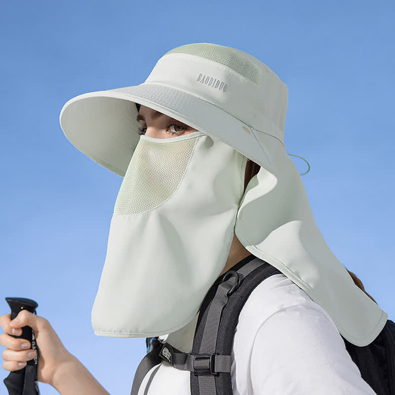 Sonnenschutz-Bucket-Hut mit integriertem Gesichtsschal - Hellgrün - Einheitsgröße - image 13
