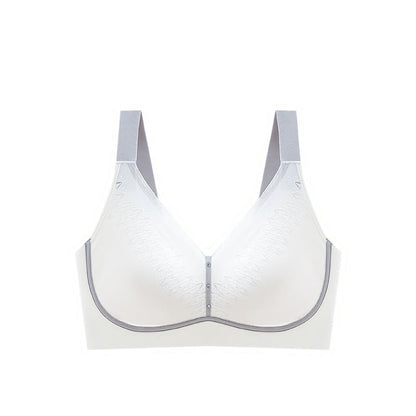 Atmungsaktiver, kabelloser BH mit Farbblock-Design - Weiß - 5XL - image 14