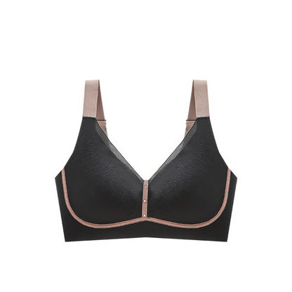 Atmungsaktiver, kabelloser BH mit Farbblock-Design - Schwarz - 5XL - image 15