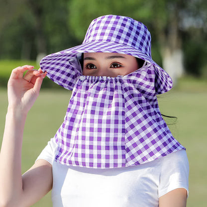 Sonnenhut mit abnehmbarer Maske und Karomuster - image 4