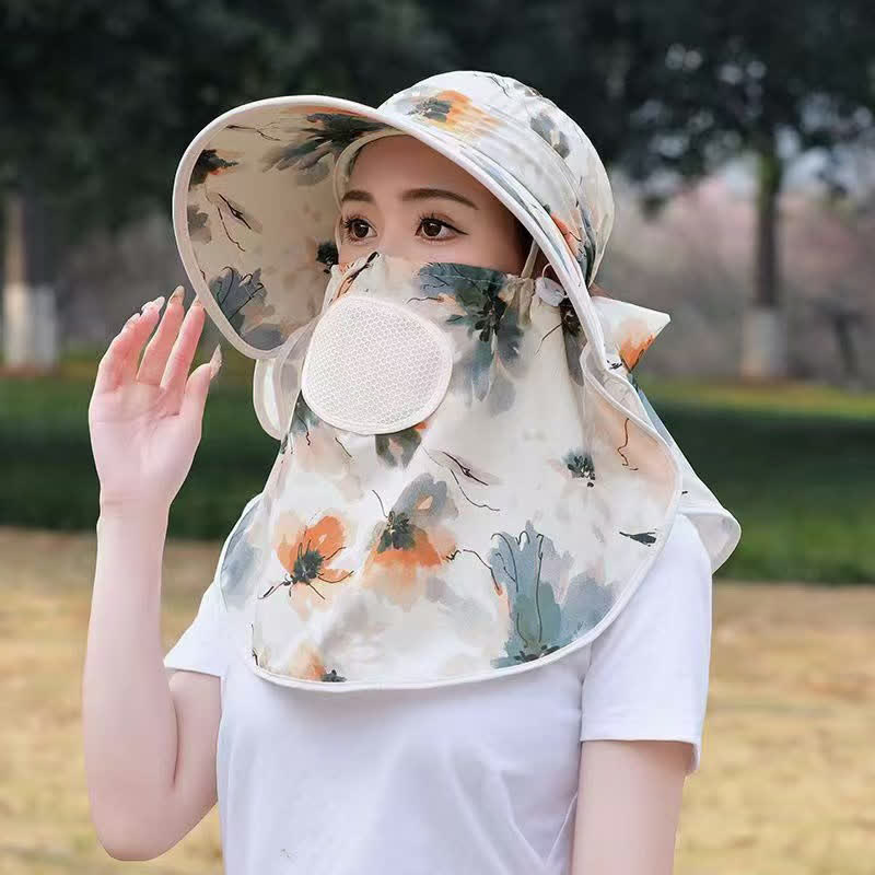 Eleganter, floraler, atmungsaktiver Sonnenhut - Khaki - Einheitsgröße - image 6