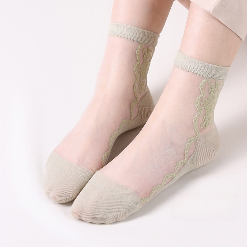 Geblümte, transparente Baumwoll-Knöchelsocken (8 Paar) - Hellgrün - EU36-40 (US3-7) - image 14