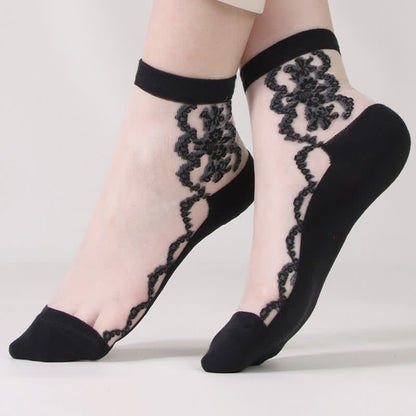 Geblümte, transparente Baumwoll-Knöchelsocken (8 Paar) - image 4