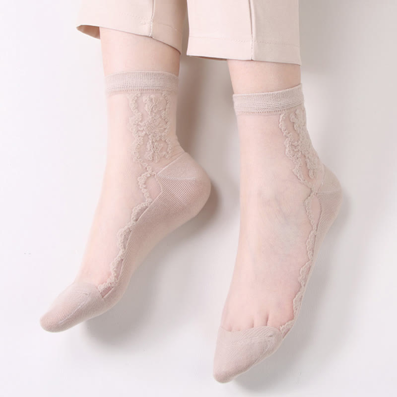 Geblümte, transparente Baumwoll-Knöchelsocken (8 Paar) - image 13