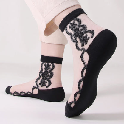 Geblümte, transparente Baumwoll-Knöchelsocken (8 Paar) - image 5