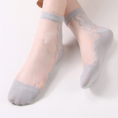 Geblümte, transparente Baumwoll-Knöchelsocken (8 Paar) - image 11