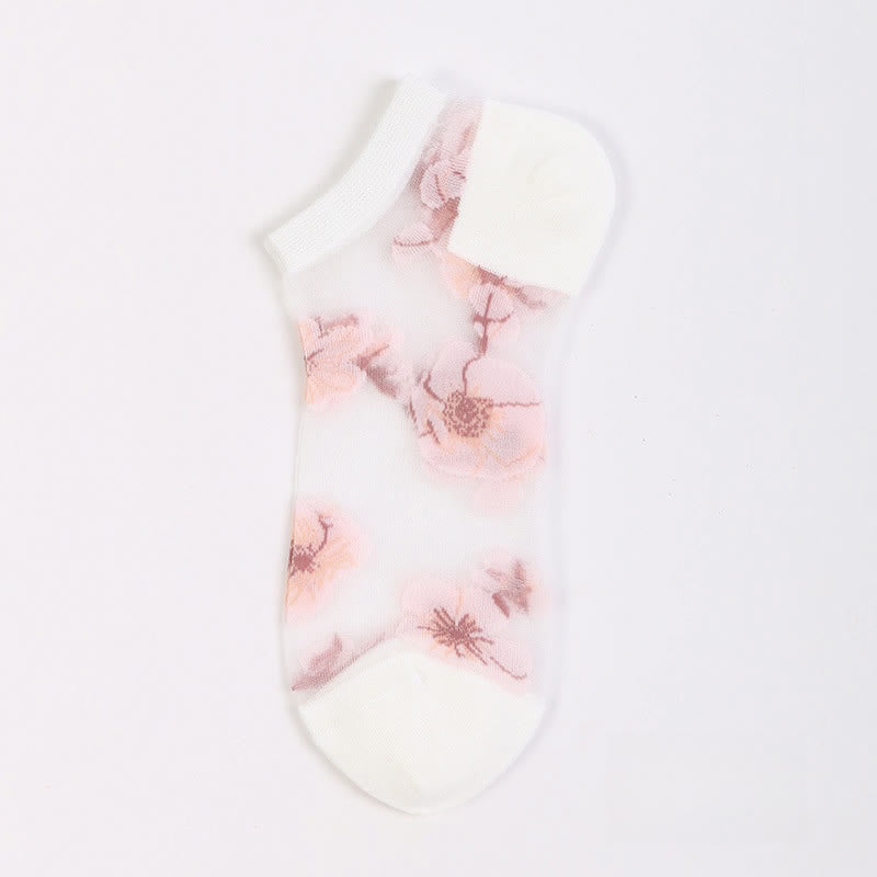 Leichte, atmungsaktive, transparente Söckchen mit Blumenmuster (5 Paar) - Weiß - EU36-40 (US3-7) - image 14