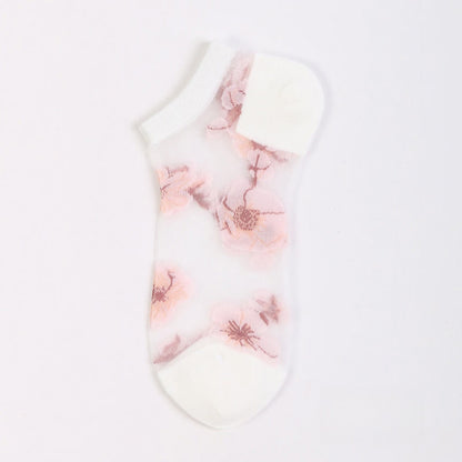 Leichte, atmungsaktive, transparente Söckchen mit Blumenmuster (5 Paar) - Weiß - EU36-40 (US3-7) - image 14