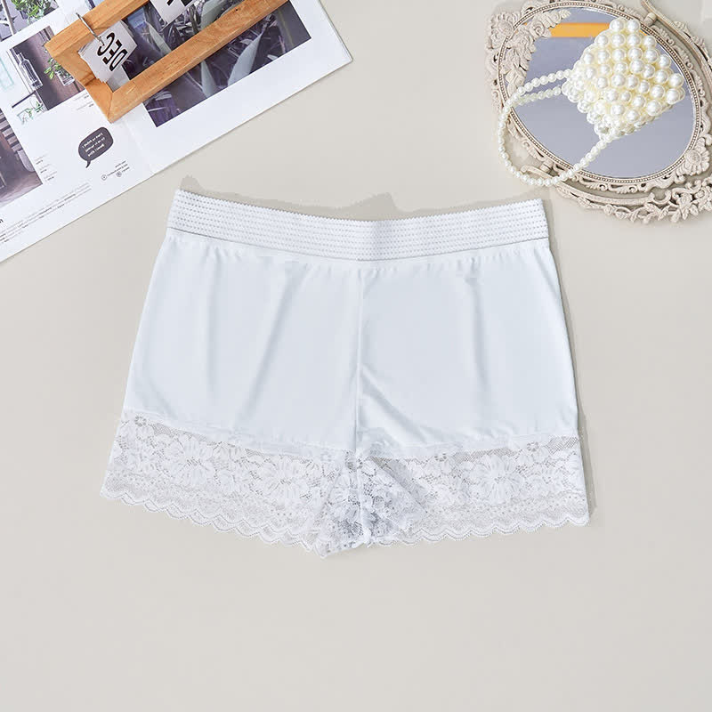 Bequeme Boyshorts mit hoher Taille und Spitze (2er-Pack) - Weiß - 4XL - image 4