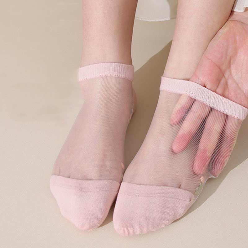 Nahtlose, atmungsaktive, transparente Socken mit Blumenmuster (5 Paar) - image 6