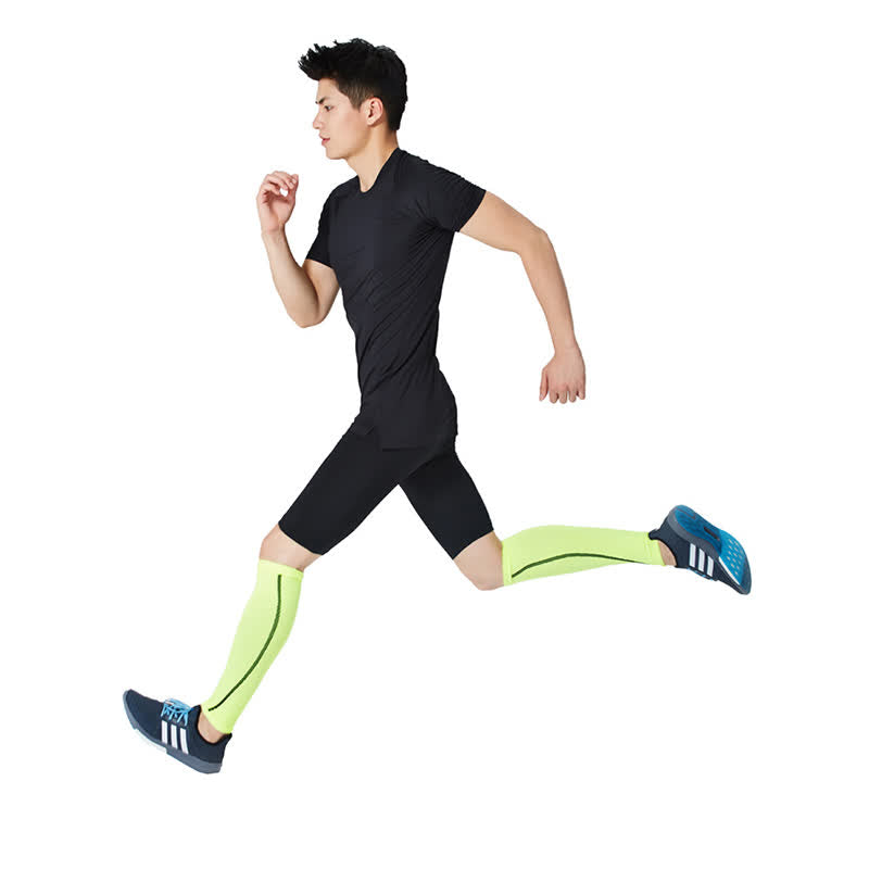 Fluoreszierend grün gestreifte Wadenstulpen