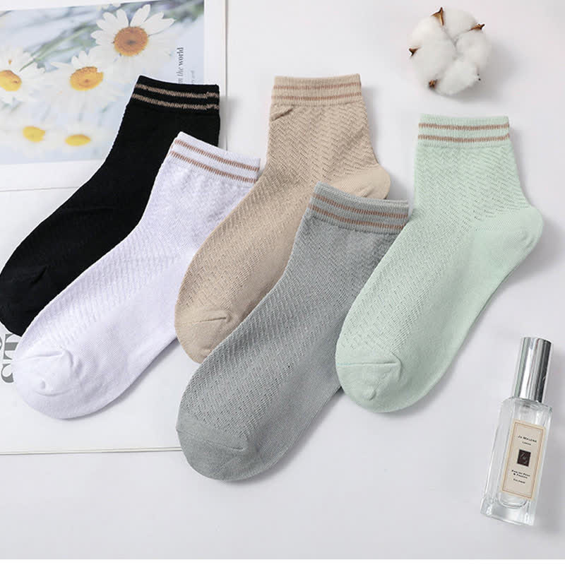 Atmungsaktive Baumwollsocken mit Streifenmuster (5 Paar)