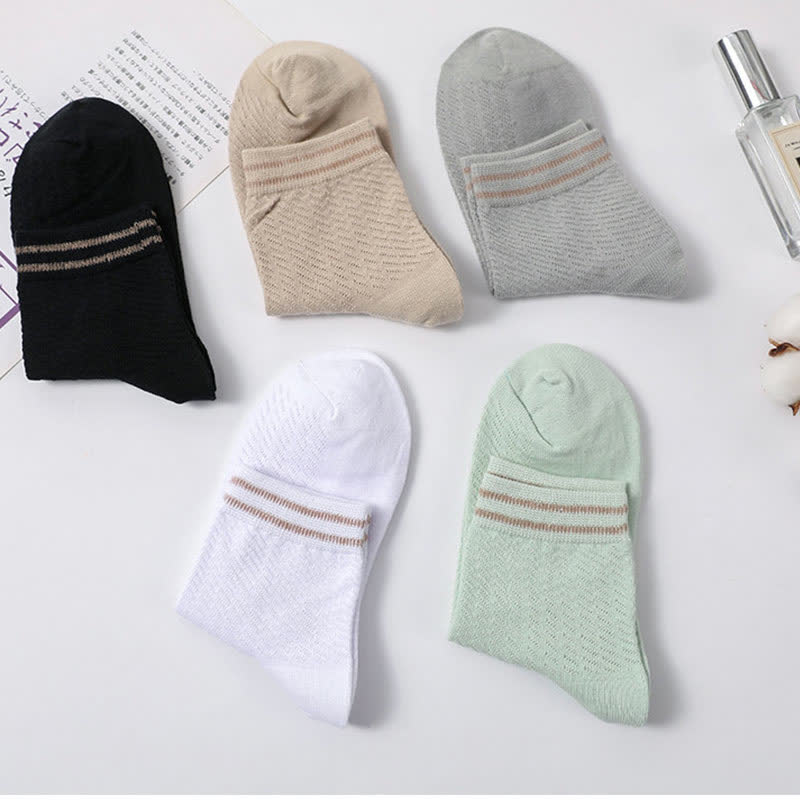 Atmungsaktive Baumwollsocken mit Streifenmuster (5 Paar)