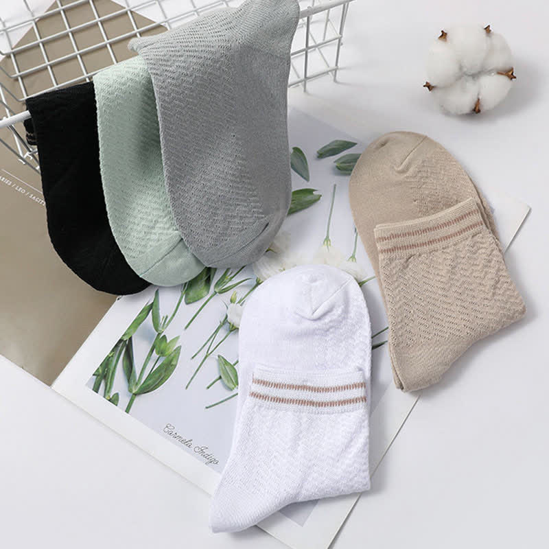 Atmungsaktive Baumwollsocken mit Streifenmuster (5 Paar)