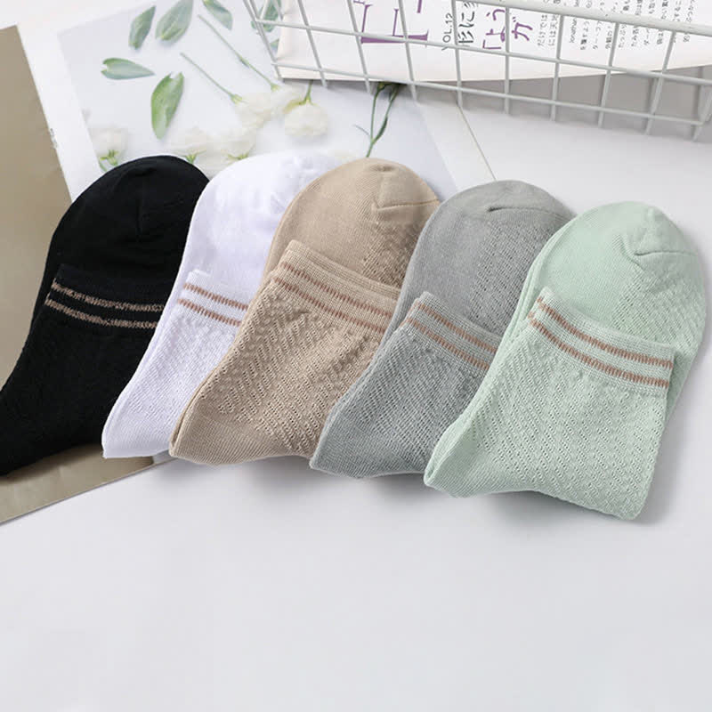 Atmungsaktive Baumwollsocken mit Streifenmuster (5 Paar)