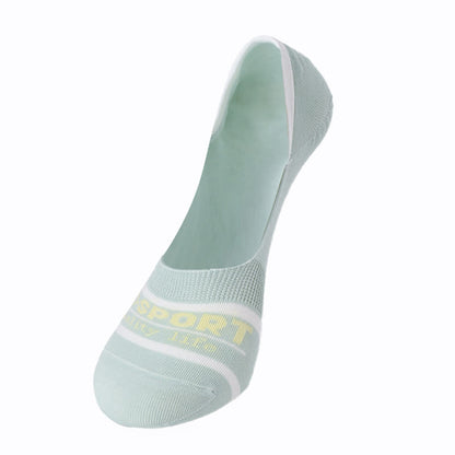 Schweißabsorbierende, rutschfeste, unsichtbare Socken aus Baumwolle mit Streifen (6 Paar)