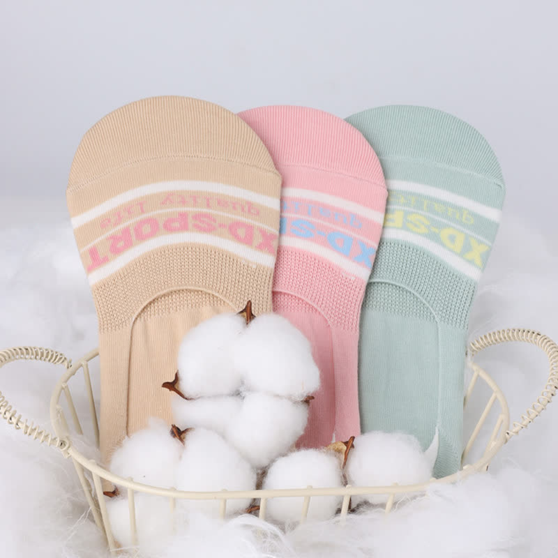 Schweißabsorbierende, rutschfeste, unsichtbare Socken aus Baumwolle mit Streifen (6 Paar)