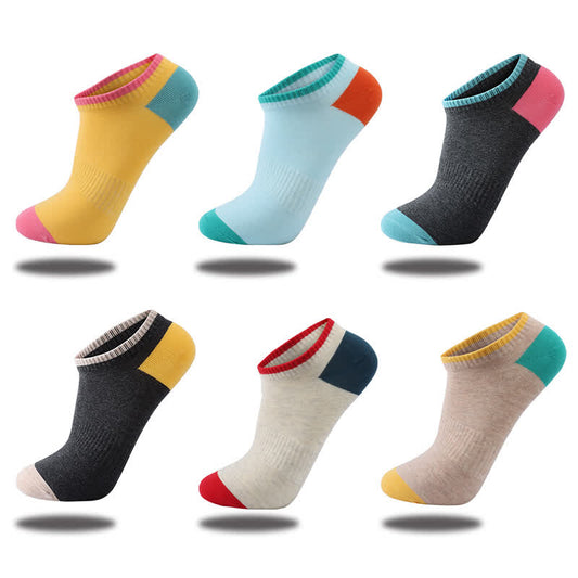 Bunte, schweißabsorbierende, unsichtbare Baumwollsocken (6 Paar)