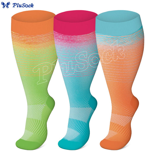 Plus Size Line Gradient Kompressionsstrümpfe (3 Paar) - image 0
