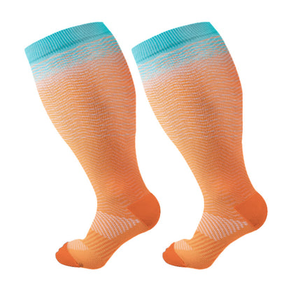 Plus Size Line Gradient Kompressionsstrümpfe - Orange - 4XL - image 9