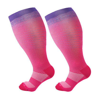 Plus Size Line Gradient Kompressionsstrümpfe - Rosa - 4XL - image 11