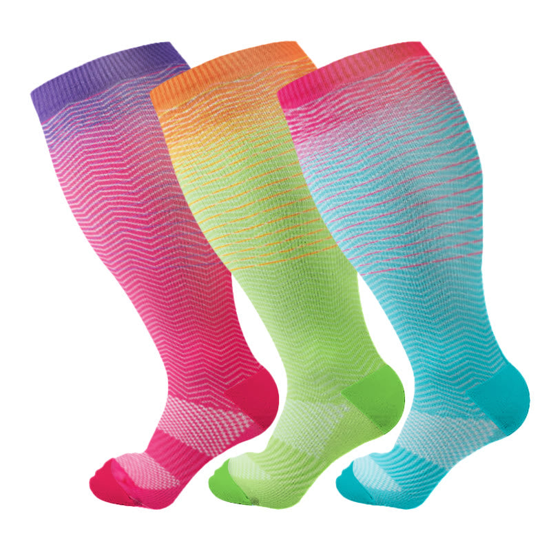 Plus Size Line Gradient Kompressionsstrümpfe