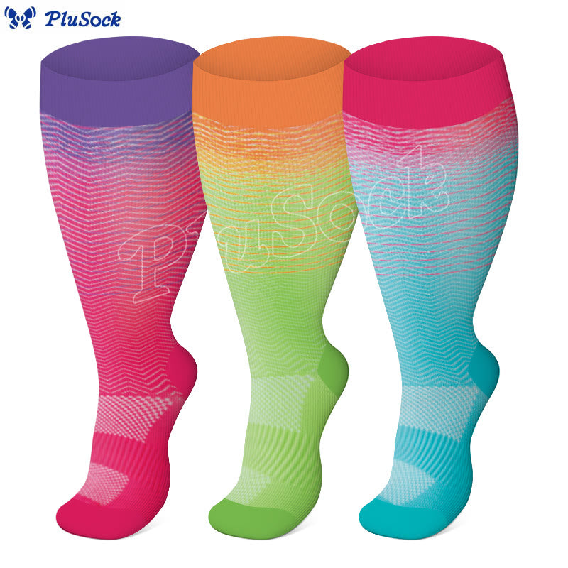 Plus Size Line Gradient Kompressionsstrümpfe (3 Paar) - image 1