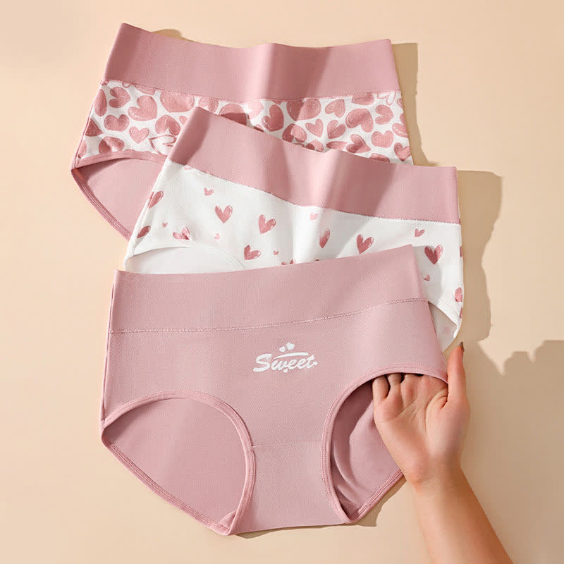 Baumwollslips mit hoher Taille und Love-Print (3er-Pack)