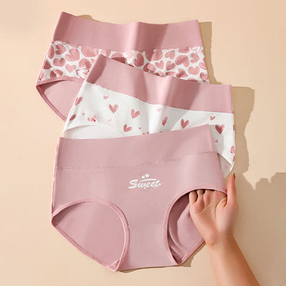 Baumwollslips mit hoher Taille und Love-Print (3er-Pack)