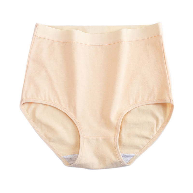Einfarbige Slips aus weicher Baumwolle mit hoher Taille und atmungsaktivem Stoff (3er-Pack) - Aprikose - 3XL - image 5