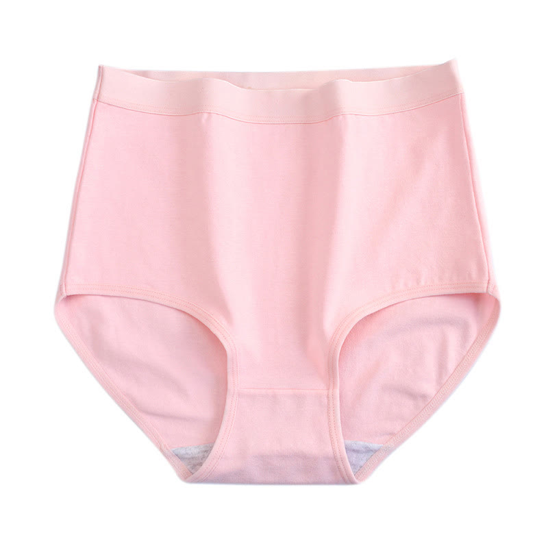 Einfarbige Slips aus weicher Baumwolle mit hoher Taille und atmungsaktivem Stoff (3er-Pack) - Hellrosa - 3XL - image 2