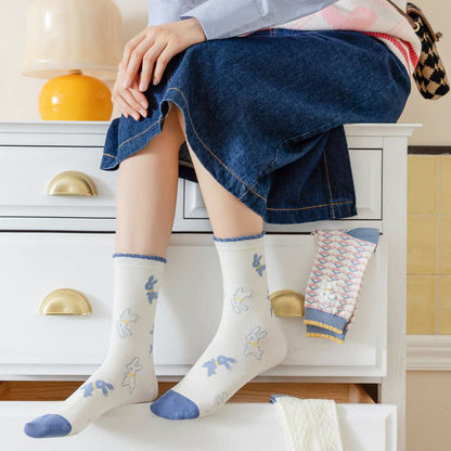 Baumwoll-Viertel-Socken mit Cartoon-Kaninchen-Aufdruck (4 Paar) - image 9