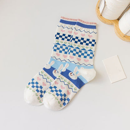 Baumwoll-Viertel-Socken mit Cartoon-Kaninchen-Aufdruck (4 Paar) - A - EU35-40 (US2-7) - image 7