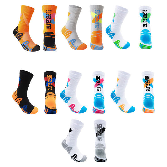 Gepolsterte Basketball-Viertel-Socken mit Farbblock-Muster (7 Paar)