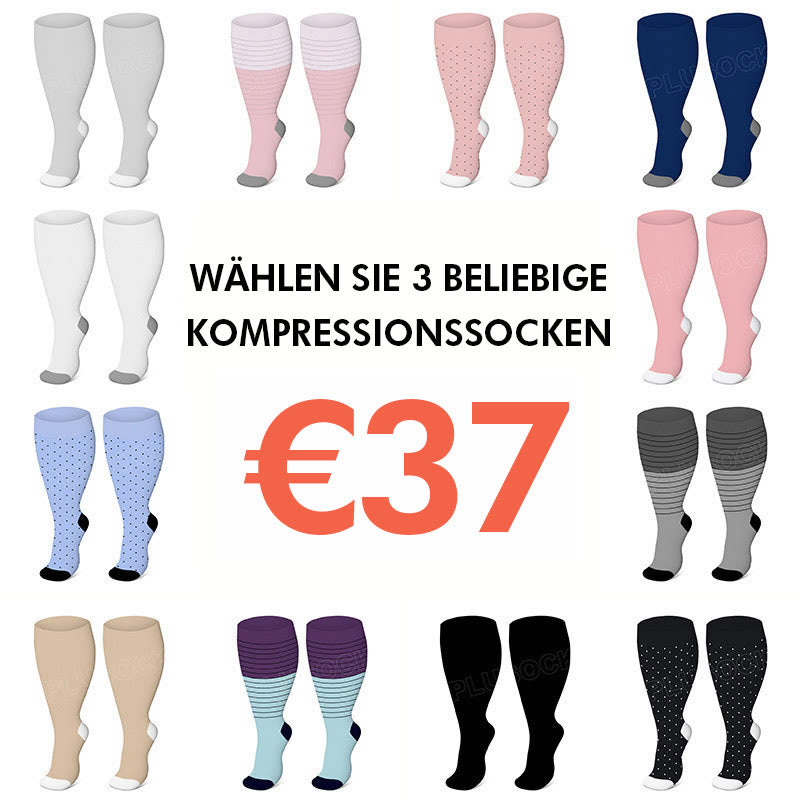 2XL-4XL Plus Size Einfarbige elastische Kompressionsstrümpfe - image 0