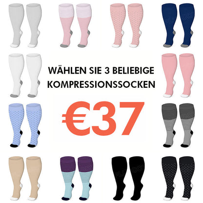 2XL-4XL Plus Size Einfarbige elastische Kompressionsstrümpfe - image 0