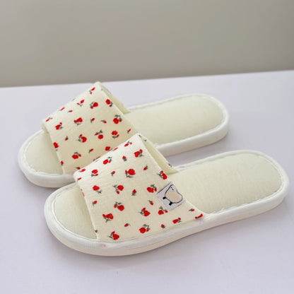 Offene Hausschuhe aus Canvas mit Blumenmuster - Rot - US8.5-9 - image 0