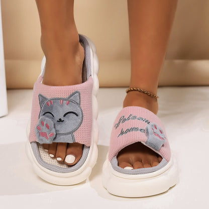 Niedliche Hausschuhe mit Cartoon-Kätzchen - Rosa - US10-11 - image 3