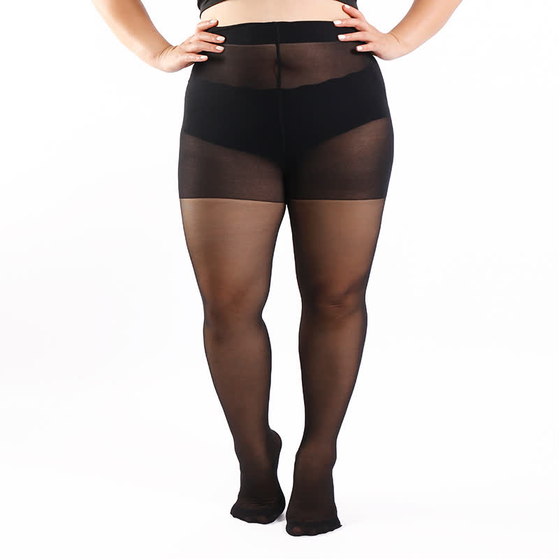 Einfarbige Strumpfhosen in Übergröße (3 Paar) - Schwarz - 4XL - image 3