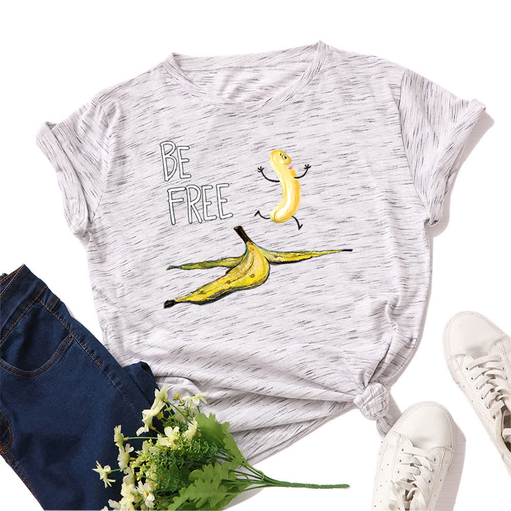 Kurzarm-T-Shirt mit kreativem Bananen-Print in Übergröße - Weiß - 5XL - image 3