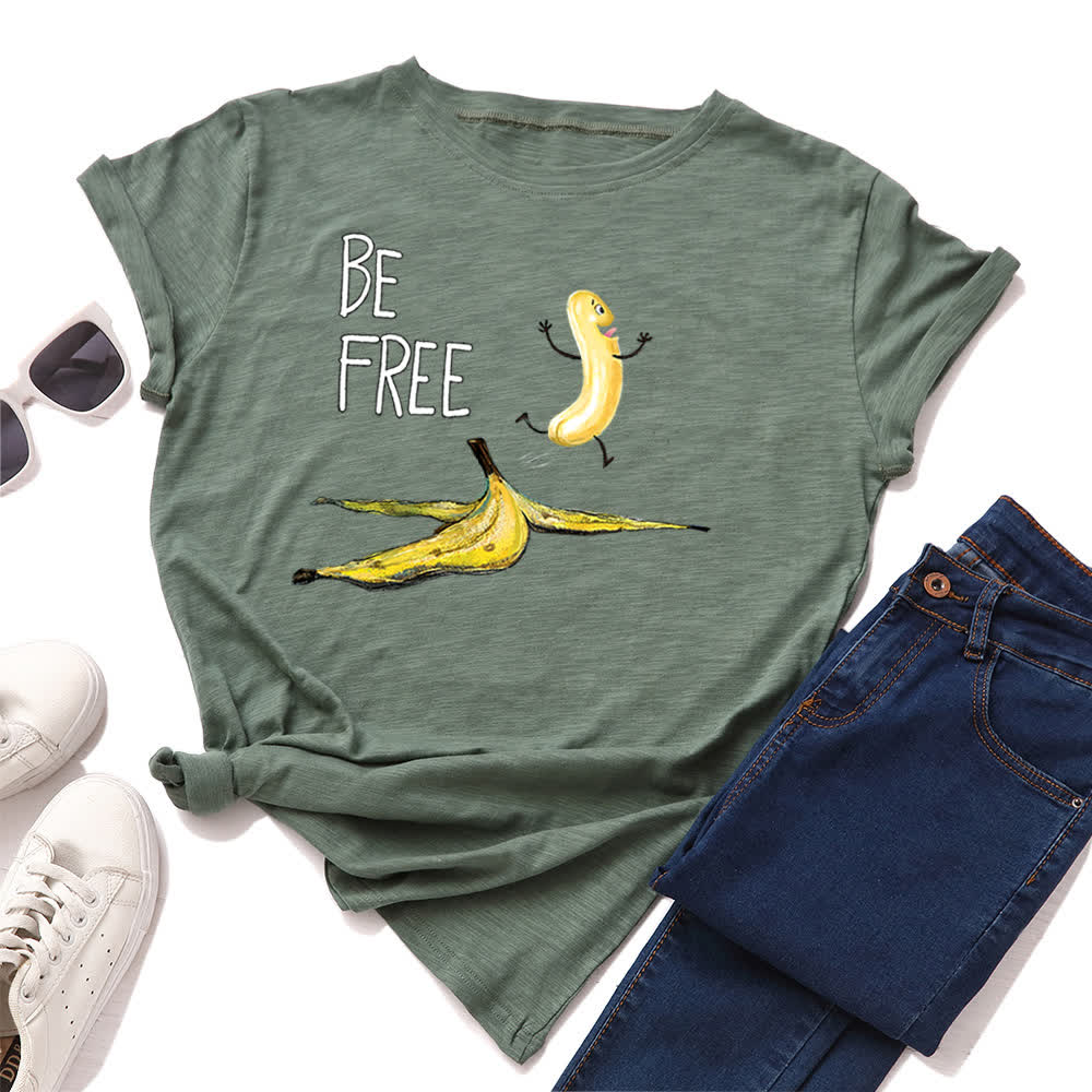 Kurzarm-T-Shirt mit kreativem Bananen-Print in Übergröße