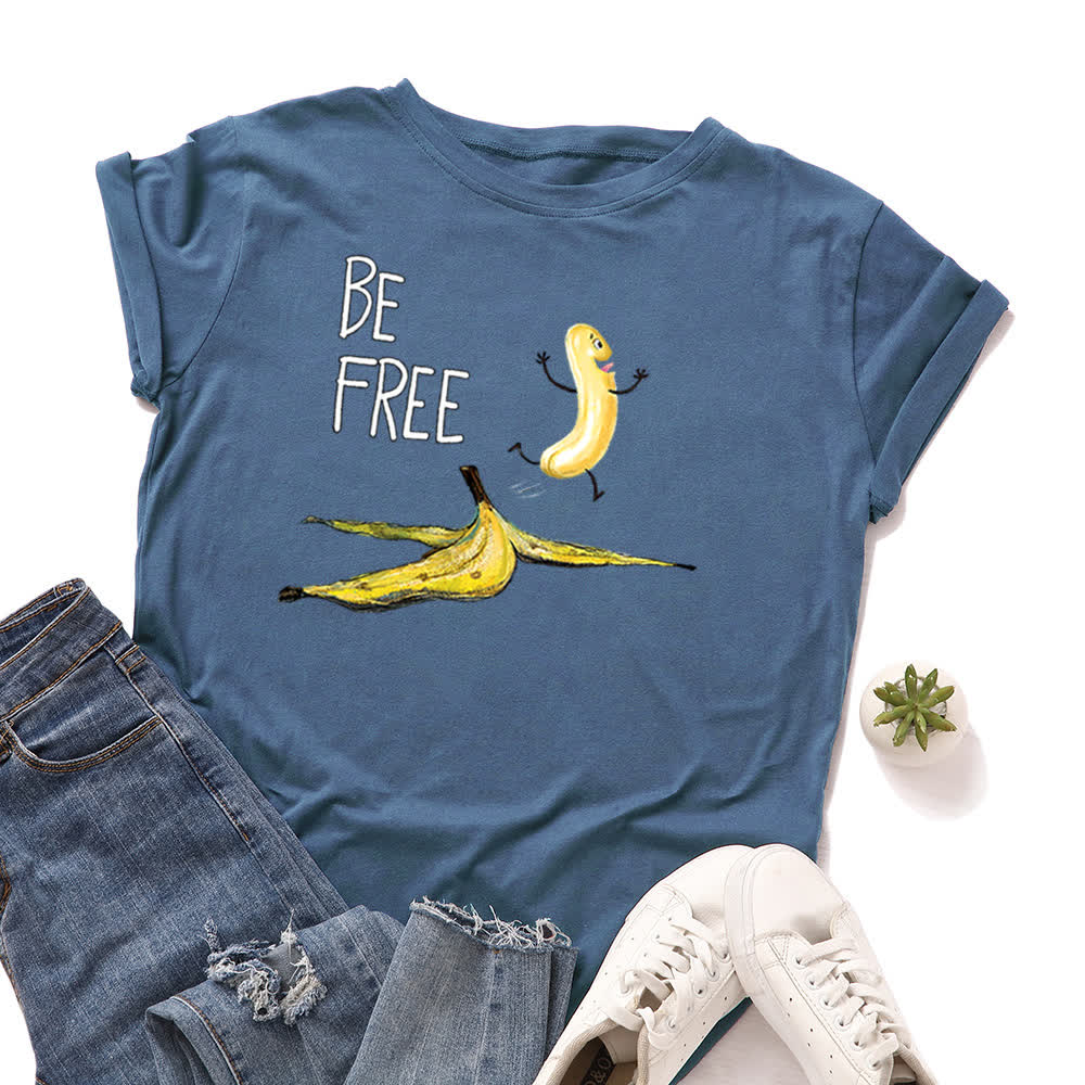 Kurzarm-T-Shirt mit kreativem Bananen-Print in Übergröße - Königsblau - 5XL - image 7