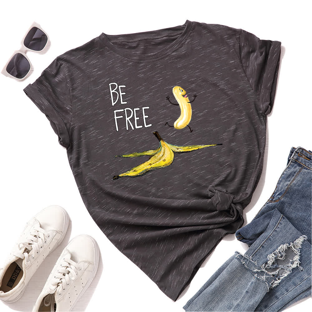 Kurzarm-T-Shirt mit kreativem Bananen-Print in Übergröße - Grau - 5XL - image 2
