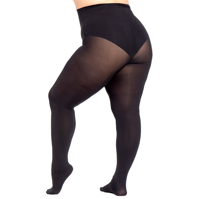Schwarze Strumpfhosen mit hoher Taille in Übergröße (2 Paar) - image 7